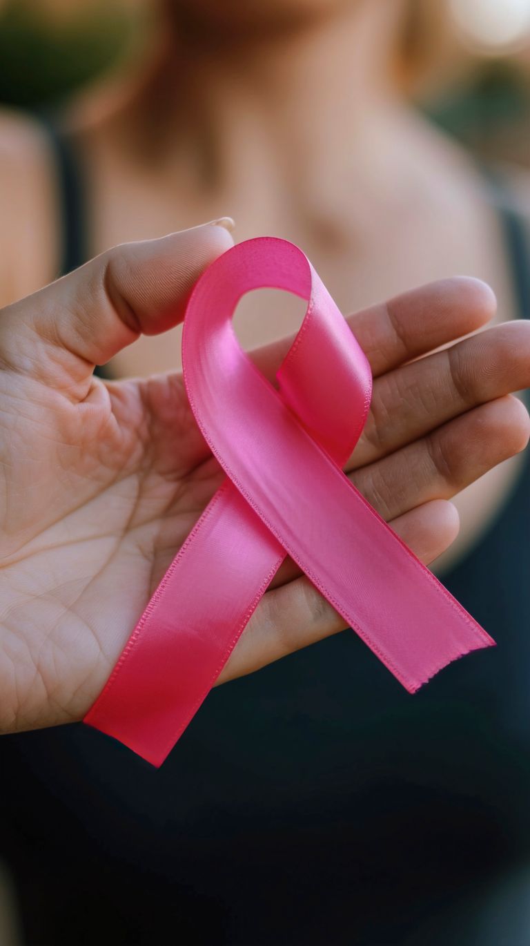main avec ruban rose contre le cancer du sein