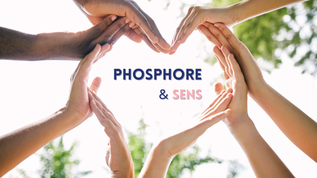 mains unies avec le logo Phosphore & sens 