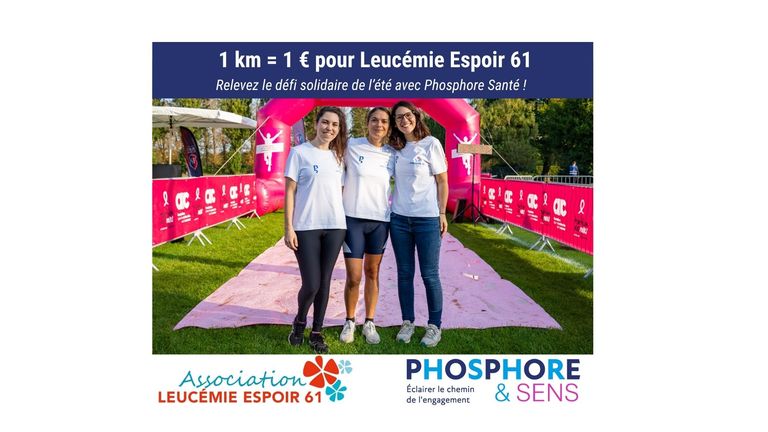 Équipe de Phosphore Santé relevant un challenge solidaire pour Leucémie Espoir 61