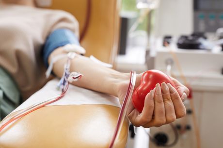 Woman donating her blood
